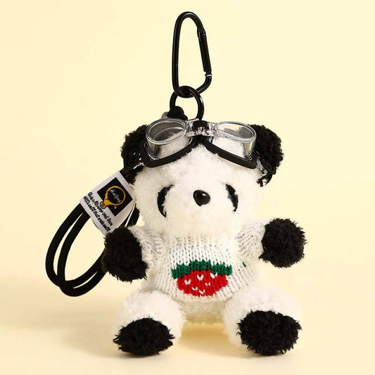 Plush Teddy Bear Keychain With strawberries